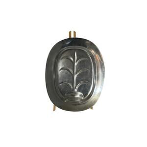 Vintage Wilton Mount Joy Pewter Footed Oval Meat Platter with Tree and Well